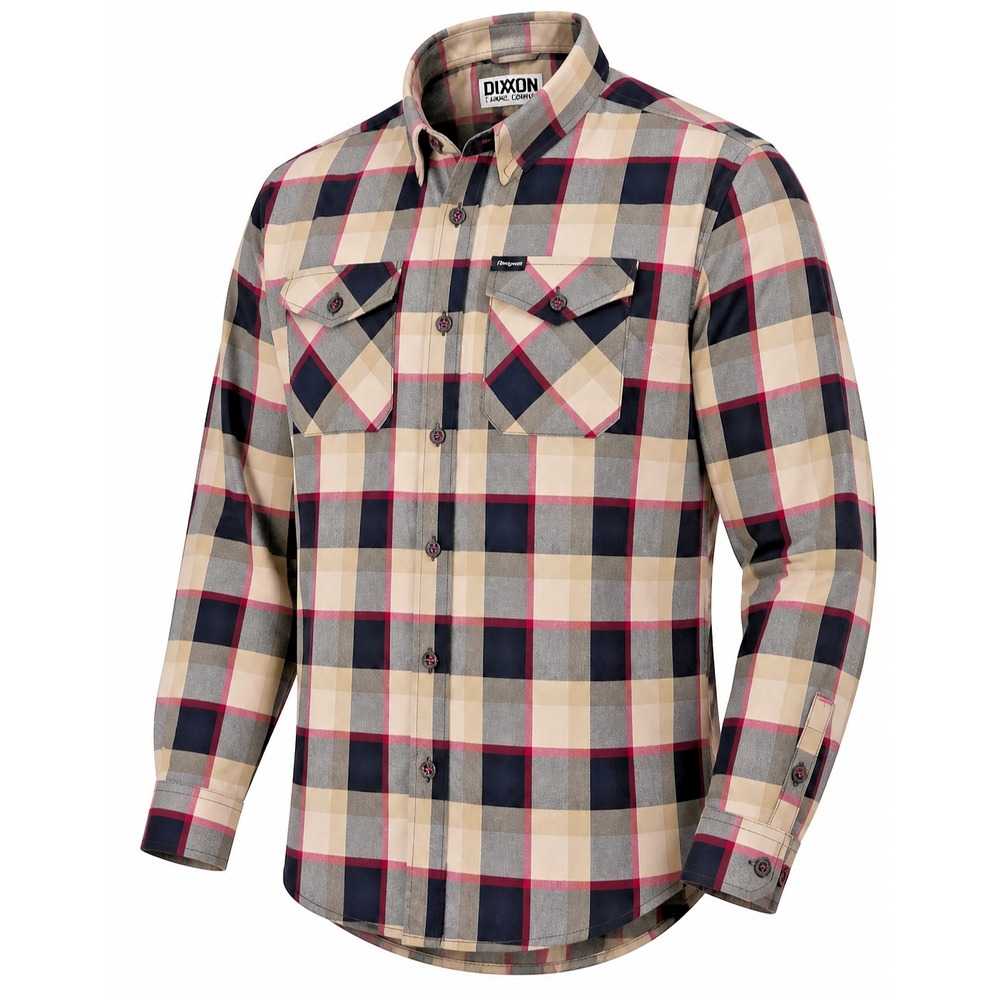 Dixxon Flannel Snap On Shirt Women XL Beige Red Plaid Limited Edition